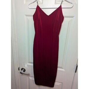 Windsor Women's Sz S Luxe Burgandy Velvet Spaghetti Straps Stretch Bodycon Dress